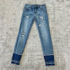 Tractr Girl’s Distressed Blue Skinny Jeans - Size 7
